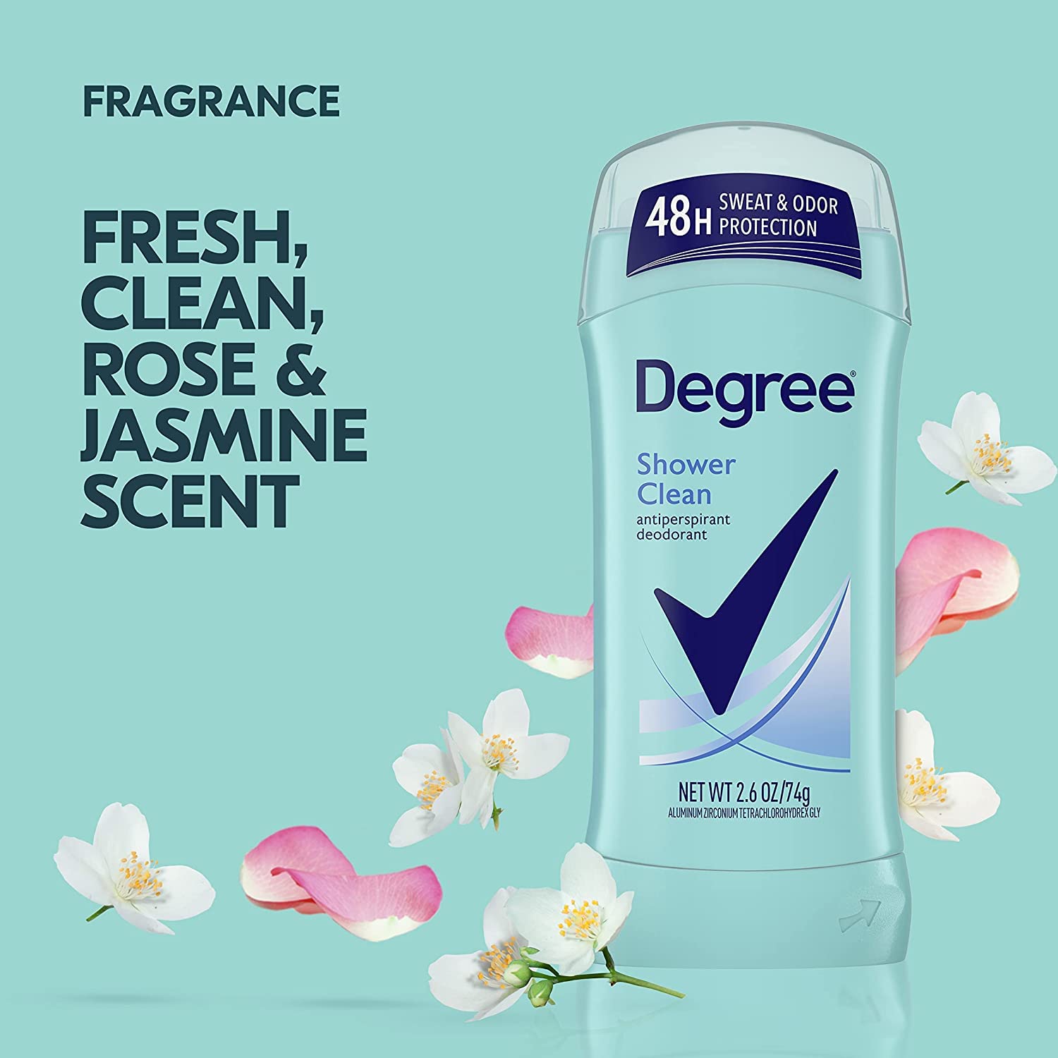 Degree Advanced Antiperspirant Deodorant Shower Clean, Pack of 6, 72-Hour Sweat & Odor Protection Antiperspirant for Women with MotionSense Technology 2.6 oz - Image 3